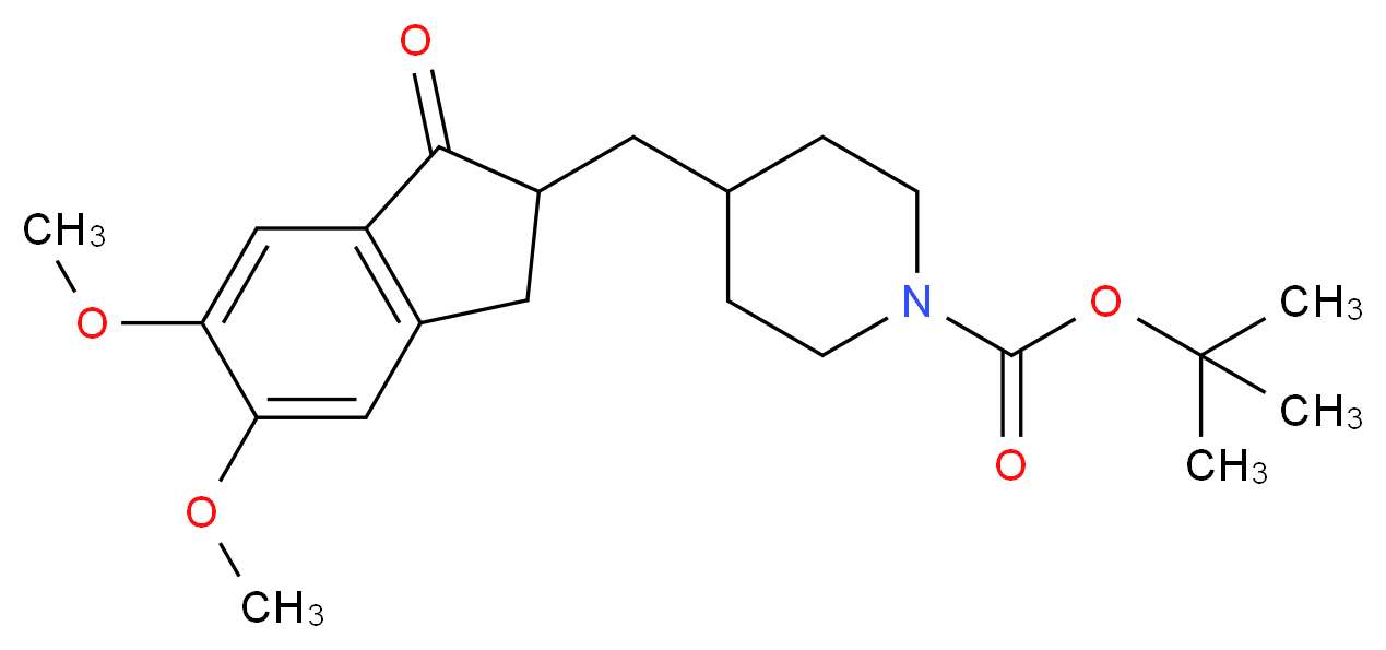 tert-butyl 4-[(5,6-dimethoxy-1-oxo-2,3-dihydro-1H-inden-2-yl)methyl]piperidine-1-carboxylate_分子结构_CAS_948550-60-5