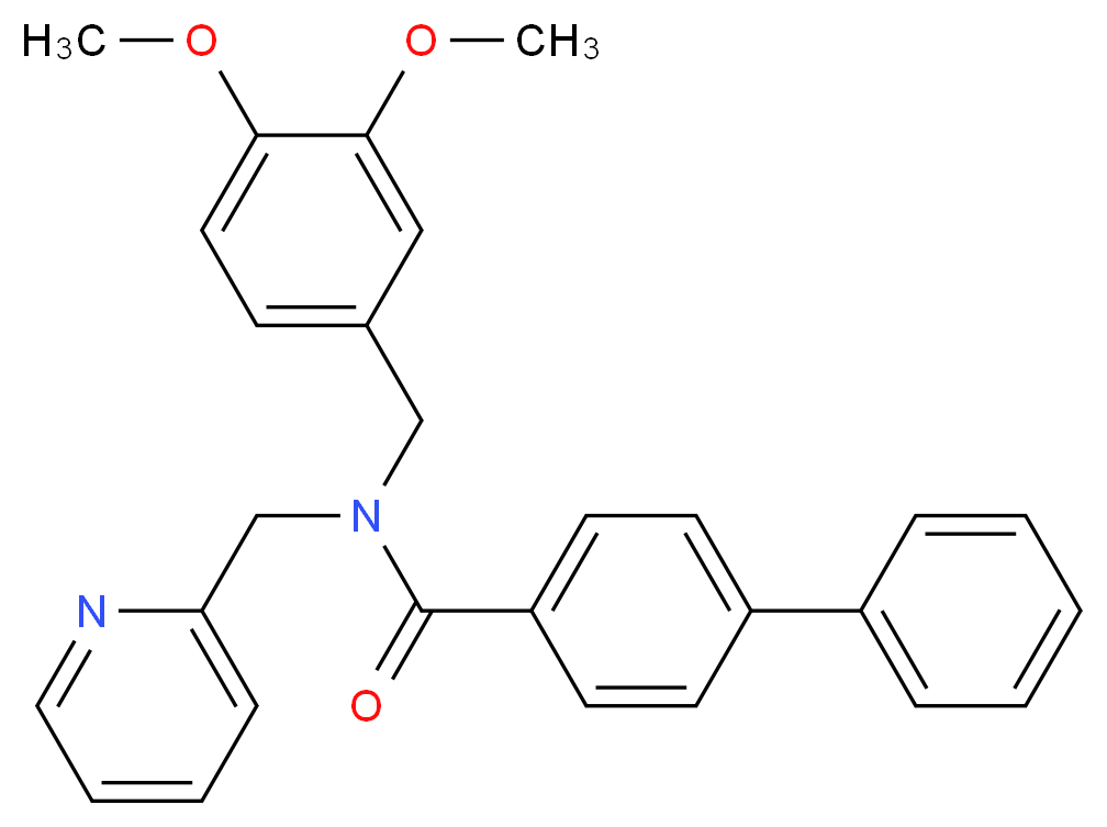 N-(3,4-dimethoxybenzyl)-N-(2-pyridinylmethyl)-4-biphenylcarboxamide_分子结构_CAS_)