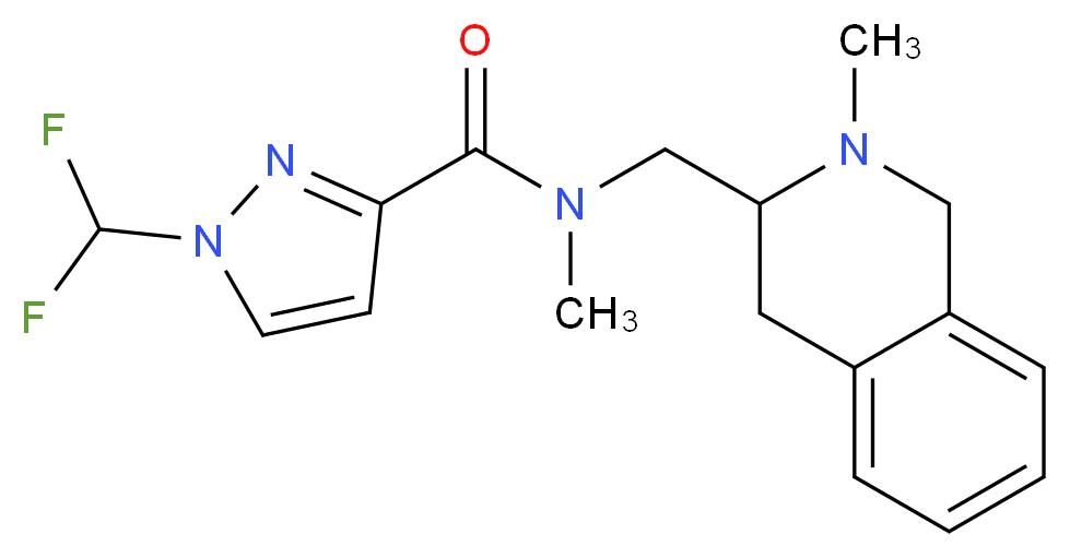 1-(difluoromethyl)-N-methyl-N-[(2-methyl-1,2,3,4-tetrahydro-3-isoquinolinyl)methyl]-1H-pyrazole-3-carboxamide_分子结构_CAS_)