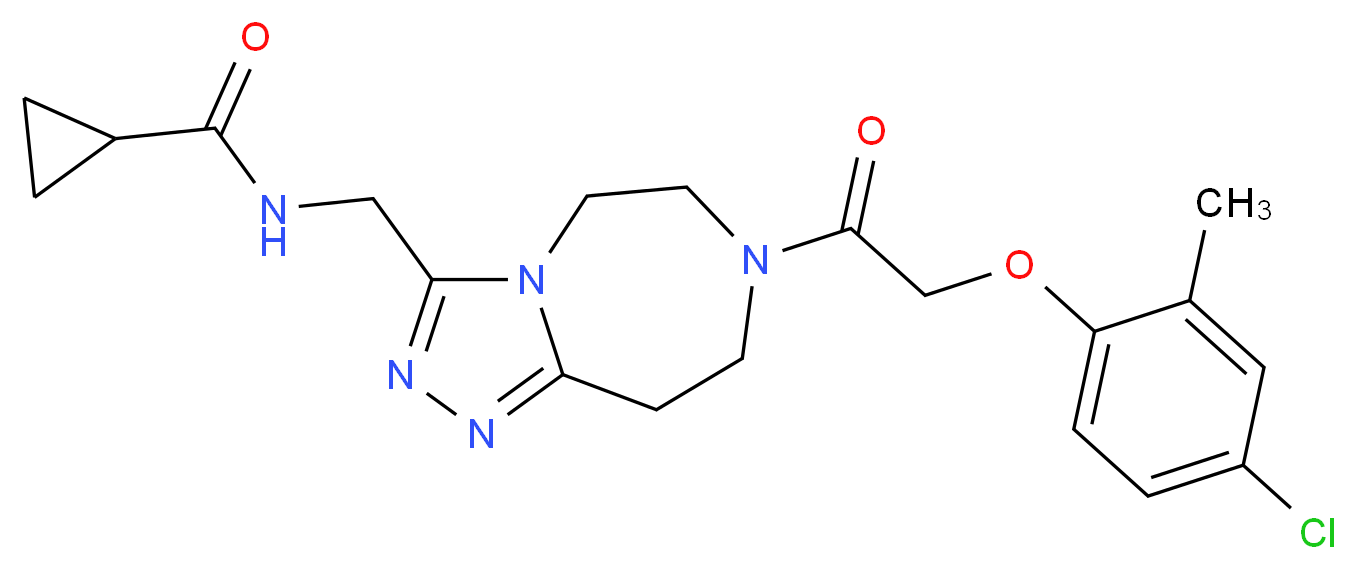 N-({7-[2-(4-chloro-2-methylphenoxy)acetyl]-6,7,8,9-tetrahydro-5H-[1,2,4]triazolo[4,3-d][1,4]diazepin-3-yl}methyl)cyclopropanecarboxamide_分子结构_CAS_)