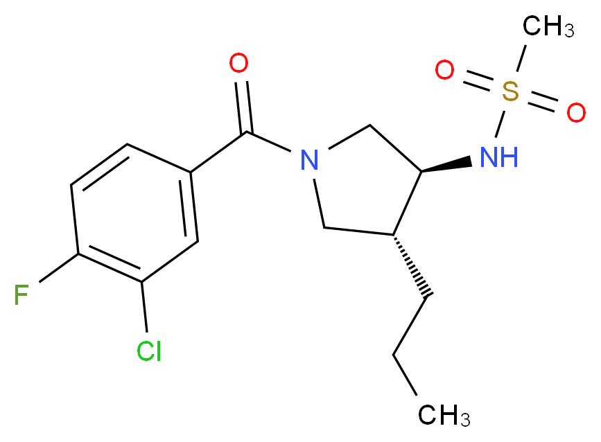 N-[(3S*,4R*)-1-(3-chloro-4-fluorobenzoyl)-4-propyl-3-pyrrolidinyl]methanesulfonamide_分子结构_CAS_)