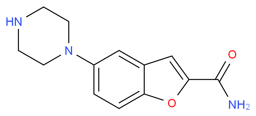 1-(2-Aminocarbonylbenzofuran-5-yl)piperazine_分子结构_CAS_183288-46-2)