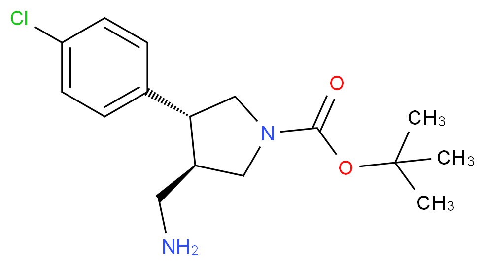 tert-butyl (3R,4R)-3-(aminomethyl)-4-(4-chlorophenyl)pyrrolidine-1-carboxylate_分子结构_CAS_1260608-81-8