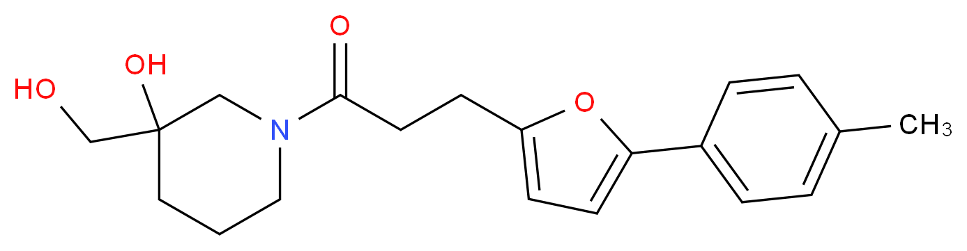 3-(hydroxymethyl)-1-{3-[5-(4-methylphenyl)-2-furyl]propanoyl}-3-piperidinol_分子结构_CAS_)