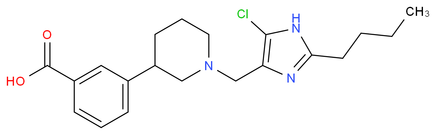 3-{1-[(2-butyl-5-chloro-1H-imidazol-4-yl)methyl]piperidin-3-yl}benzoic acid_分子结构_CAS_)