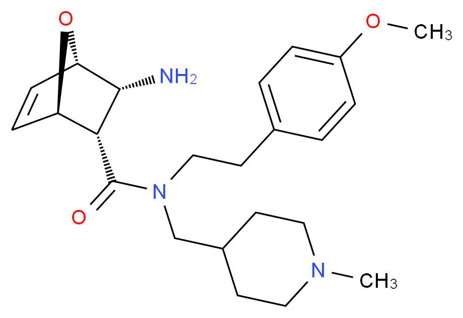 (1R*,2S*,3R*,4S*)-3-amino-N-[2-(4-methoxyphenyl)ethyl]-N-[(1-methylpiperidin-4-yl)methyl]-7-oxabicyclo[2.2.1]hept-5-ene-2-carboxamide_分子结构_CAS_)