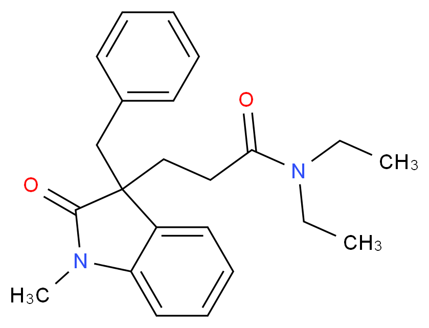 3-(3-benzyl-1-methyl-2-oxo-2,3-dihydro-1H-indol-3-yl)-N,N-diethylpropanamide_分子结构_CAS_)