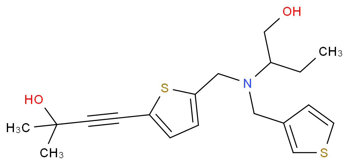 4-(5-{[[1-(hydroxymethyl)propyl](3-thienylmethyl)amino]methyl}-2-thienyl)-2-methylbut-3-yn-2-ol_分子结构_CAS_)