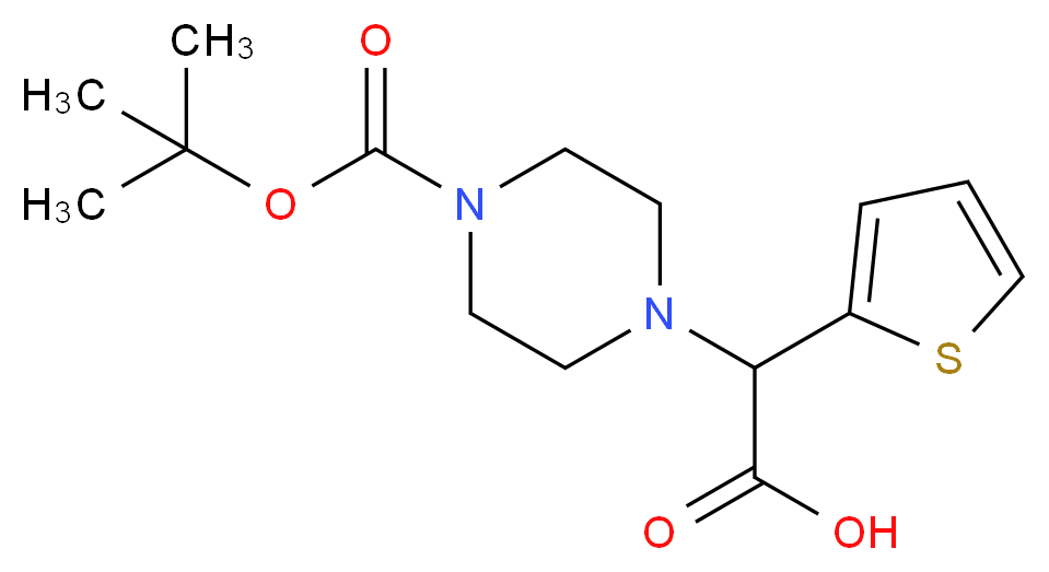 2-(4-BOC-PIPERAZINYL)-2-(2-THIENYL)ACETIC ACID_分子结构_CAS_763109-79-1)