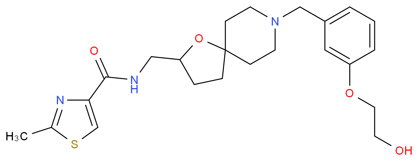 N-({8-[3-(2-hydroxyethoxy)benzyl]-1-oxa-8-azaspiro[4.5]dec-2-yl}methyl)-2-methyl-1,3-thiazole-4-carboxamide_分子结构_CAS_)