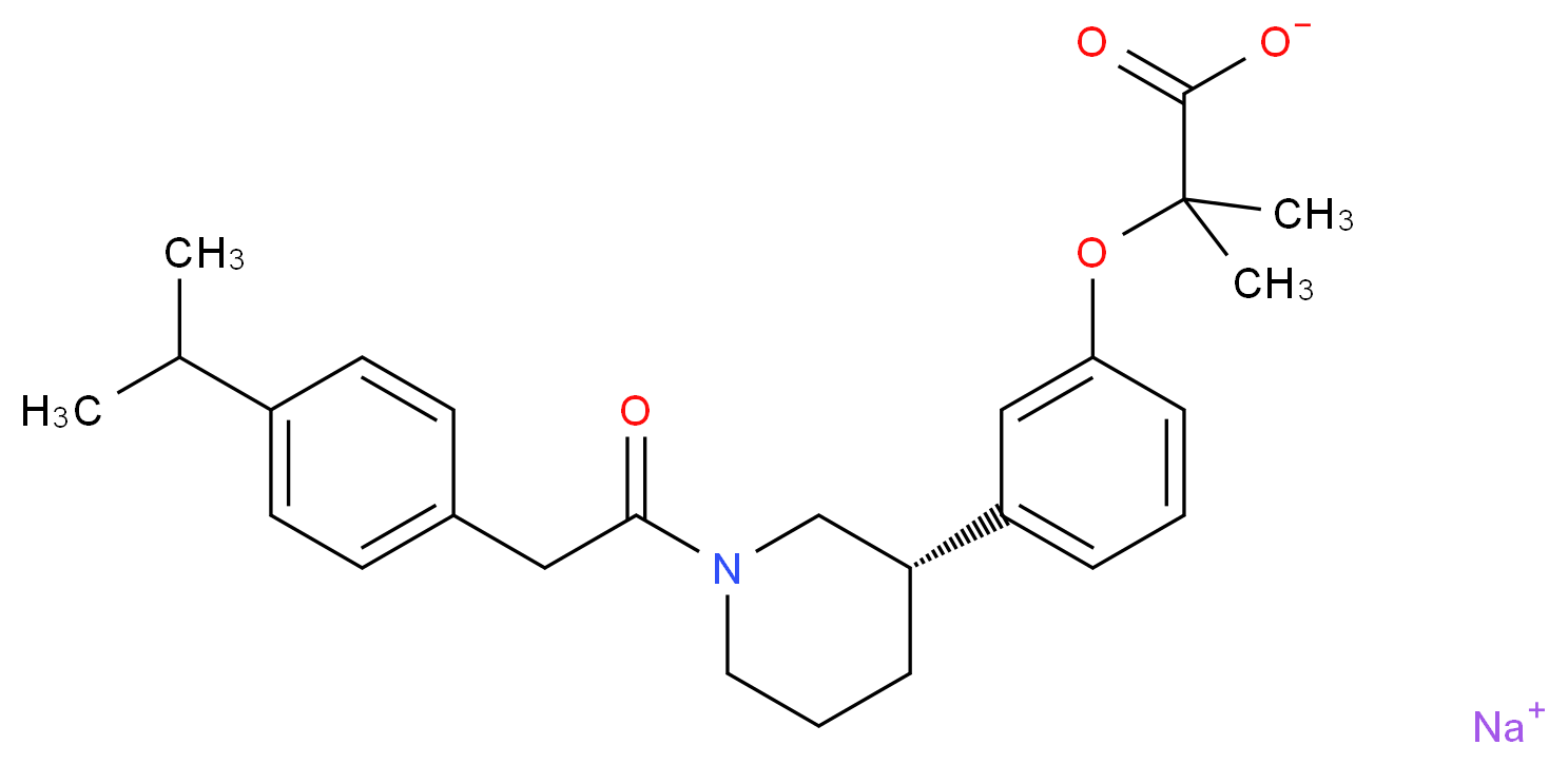 sodium 2-methyl-2-{3-[(3S)-1-{2-[4-(propan-2-yl)phenyl]acetyl}piperidin-3-yl]phenoxy}propanoate_分子结构_CAS_702680-17-9