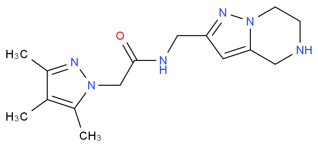 N-(4,5,6,7-tetrahydropyrazolo[1,5-a]pyrazin-2-ylmethyl)-2-(3,4,5-trimethyl-1H-pyrazol-1-yl)acetamide_分子结构_CAS_)