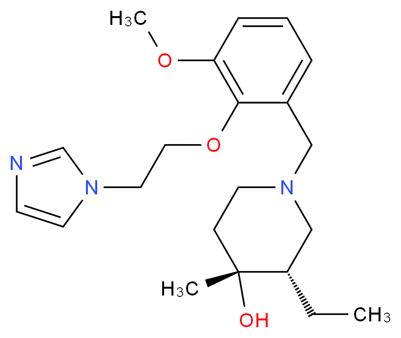 (3S*,4R*)-3-ethyl-1-{2-[2-(1H-imidazol-1-yl)ethoxy]-3-methoxybenzyl}-4-methylpiperidin-4-ol_分子结构_CAS_)