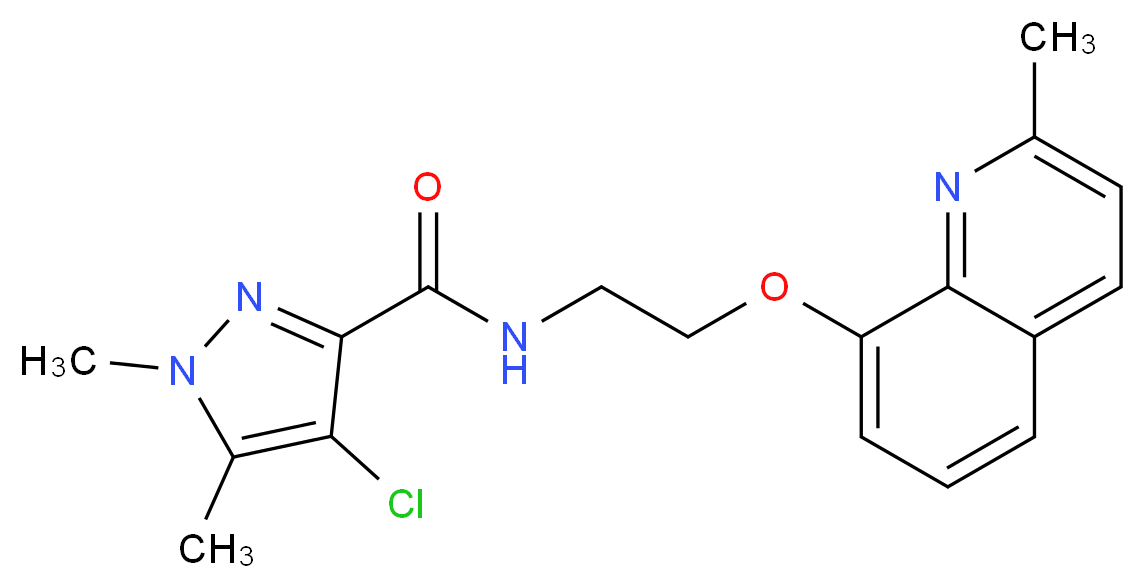 4-chloro-1,5-dimethyl-N-{2-[(2-methylquinolin-8-yl)oxy]ethyl}-1H-pyrazole-3-carboxamide_分子结构_CAS_)