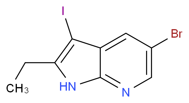 5-Bromo-2-ethyl-3-iodo-1H-pyrrolo[2,3-b]pyridine_分子结构_CAS_1228666-12-3)