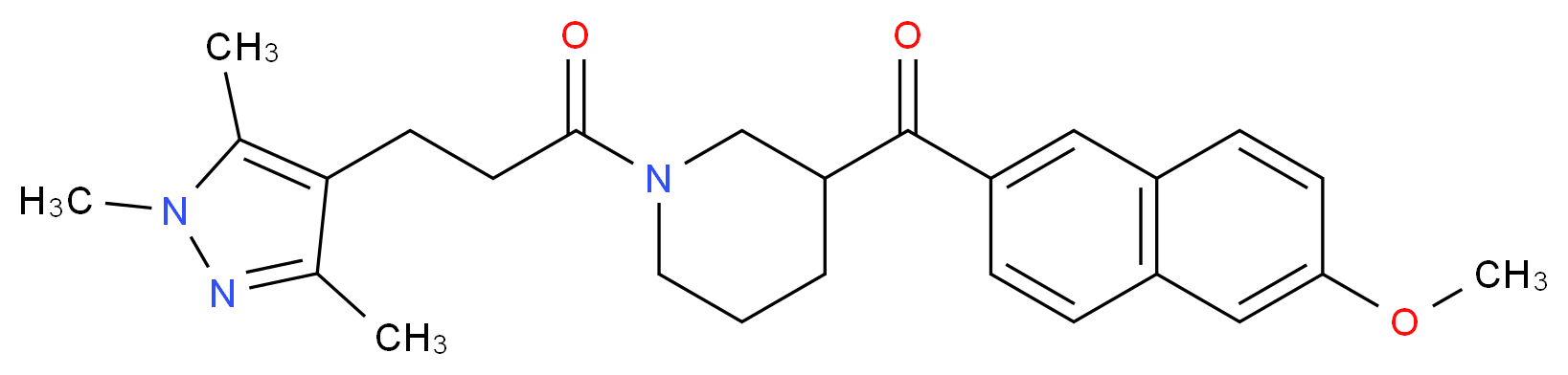 (6-methoxy-2-naphthyl){1-[3-(1,3,5-trimethyl-1H-pyrazol-4-yl)propanoyl]-3-piperidinyl}methanone_分子结构_CAS_)