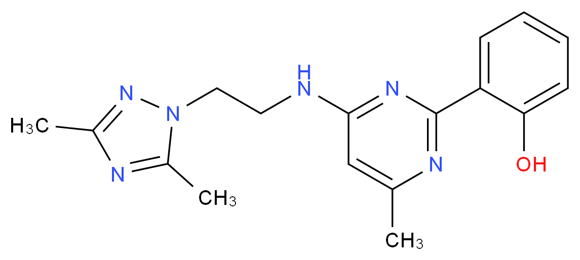 2-(4-{[2-(3,5-dimethyl-1H-1,2,4-triazol-1-yl)ethyl]amino}-6-methylpyrimidin-2-yl)phenol_分子结构_CAS_)