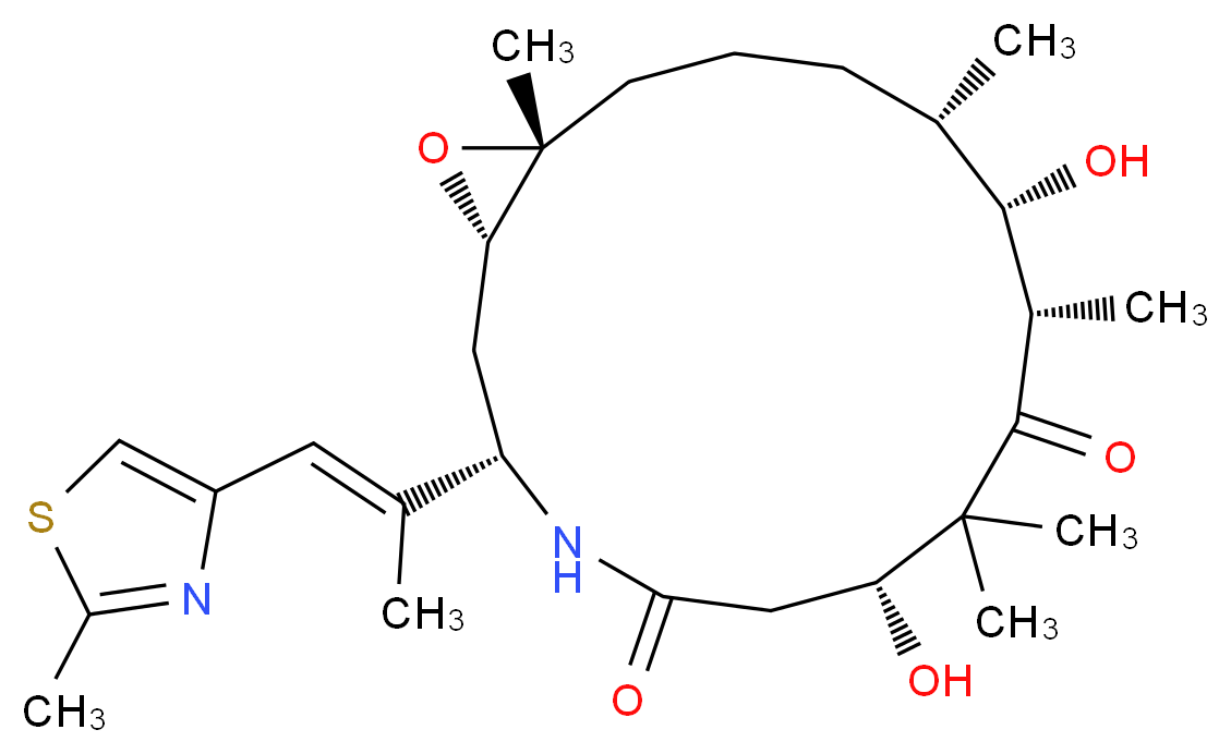 (1S,3S,7R,10S,11S,12S,16R)-7,11-dihydroxy-8,8,10,12,16-pentamethyl-3-[(1E)-1-(2-methyl-1,3-thiazol-4-yl)prop-1-en-2-yl]-17-oxa-4-azabicyclo[14.1.0]heptadecane-5,9-dione_分子结构_CAS_219989-84-1