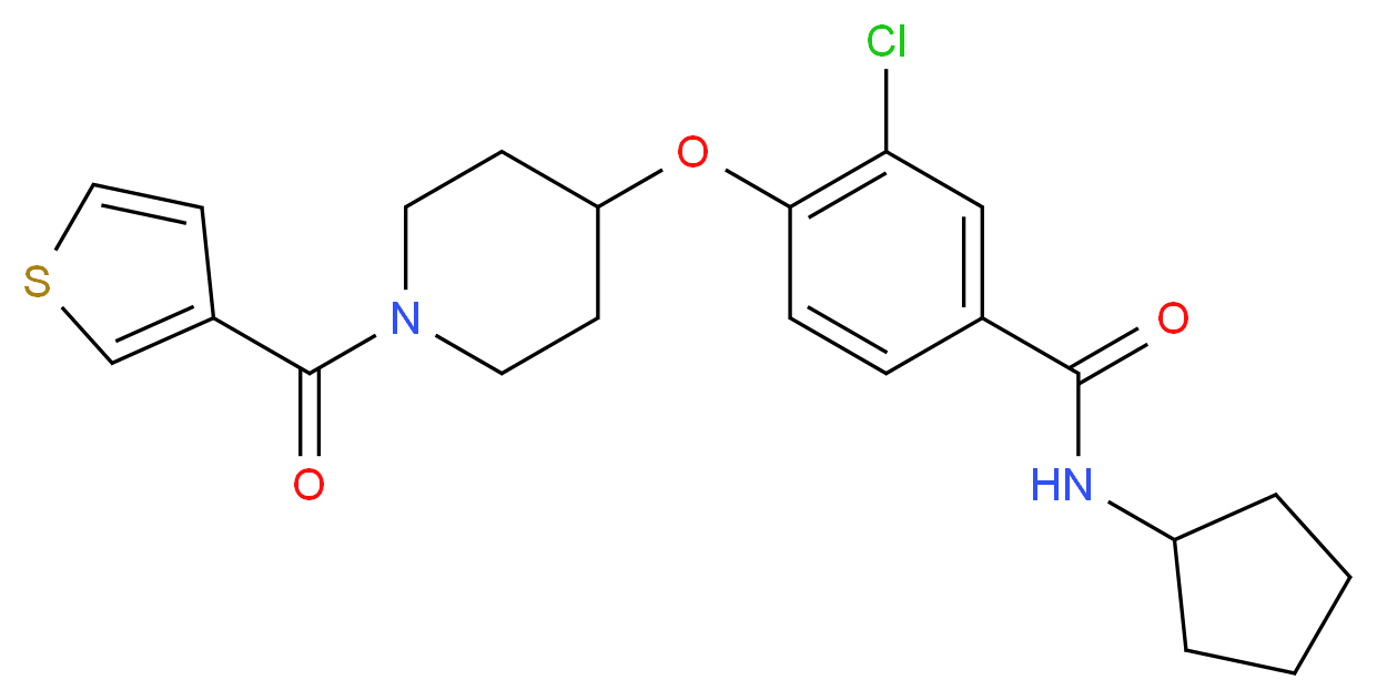 3-chloro-N-cyclopentyl-4-{[1-(3-thienylcarbonyl)-4-piperidinyl]oxy}benzamide_分子结构_CAS_)