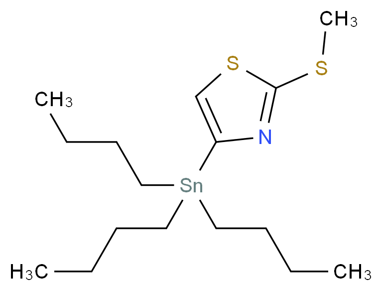 2-(Methylthio)-4-(tributylstannyl)thiazole_分子结构_CAS_446286-06-2)