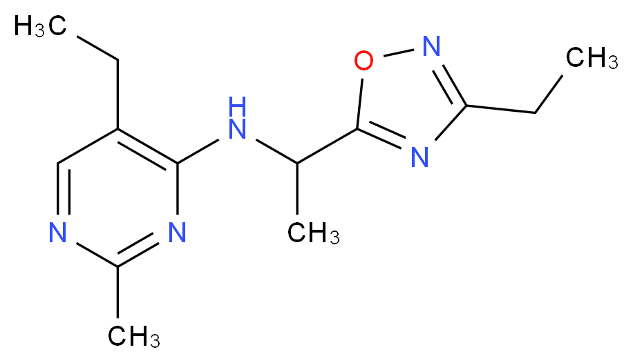 5-ethyl-N-[1-(3-ethyl-1,2,4-oxadiazol-5-yl)ethyl]-2-methylpyrimidin-4-amine_分子结构_CAS_)