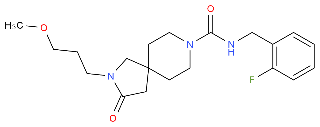 N-(2-fluorobenzyl)-2-(3-methoxypropyl)-3-oxo-2,8-diazaspiro[4.5]decane-8-carboxamide_分子结构_CAS_)