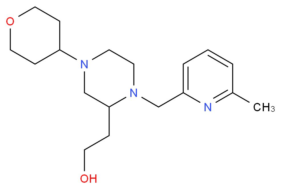 2-[1-[(6-methyl-2-pyridinyl)methyl]-4-(tetrahydro-2H-pyran-4-yl)-2-piperazinyl]ethanol_分子结构_CAS_)