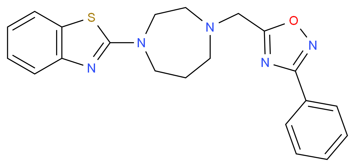 2-{4-[(3-phenyl-1,2,4-oxadiazol-5-yl)methyl]-1,4-diazepan-1-yl}-1,3-benzothiazole_分子结构_CAS_)