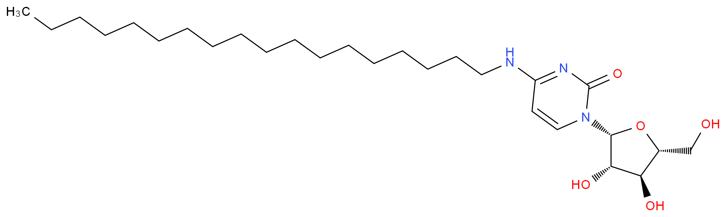 1-[(2R,3S,4S,5R)-3,4-dihydroxy-5-(hydroxymethyl)oxolan-2-yl]-4-(octadecylamino)-1,2-dihydropyrimidin-2-one_分子结构_CAS_158233-67-1