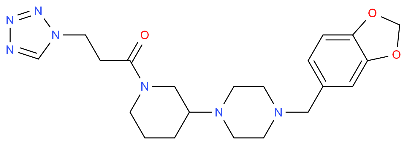 1-(1,3-benzodioxol-5-ylmethyl)-4-{1-[3-(1H-tetrazol-1-yl)propanoyl]-3-piperidinyl}piperazine_分子结构_CAS_)