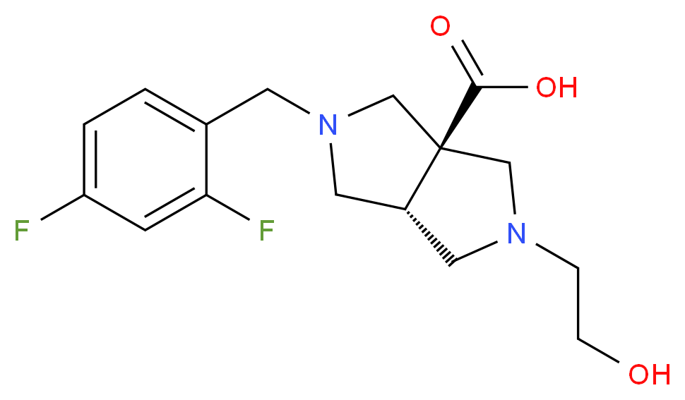 (3aS*,6aS*)-2-(2,4-difluorobenzyl)-5-(2-hydroxyethyl)hexahydropyrrolo[3,4-c]pyrrole-3a(1H)-carboxylic acid_分子结构_CAS_)
