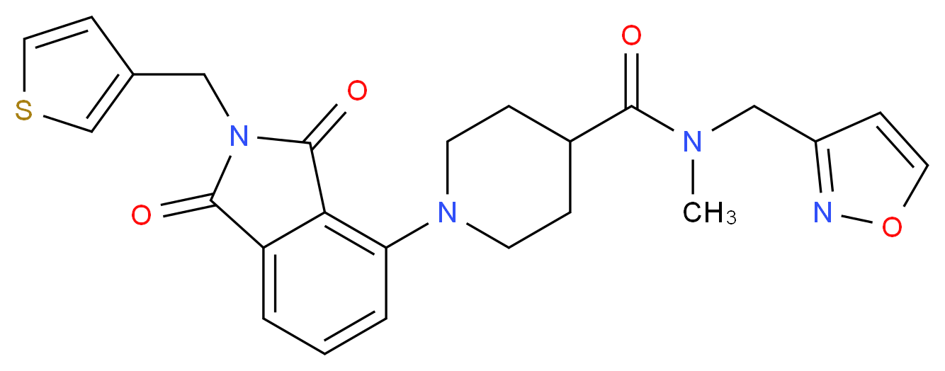 1-[1,3-dioxo-2-(3-thienylmethyl)-2,3-dihydro-1H-isoindol-4-yl]-N-(3-isoxazolylmethyl)-N-methyl-4-piperidinecarboxamide_分子结构_CAS_)
