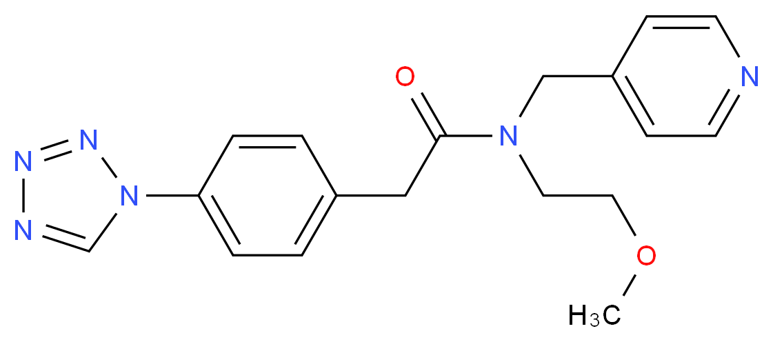 N-(2-methoxyethyl)-N-(pyridin-4-ylmethyl)-2-[4-(1H-tetrazol-1-yl)phenyl]acetamide_分子结构_CAS_)