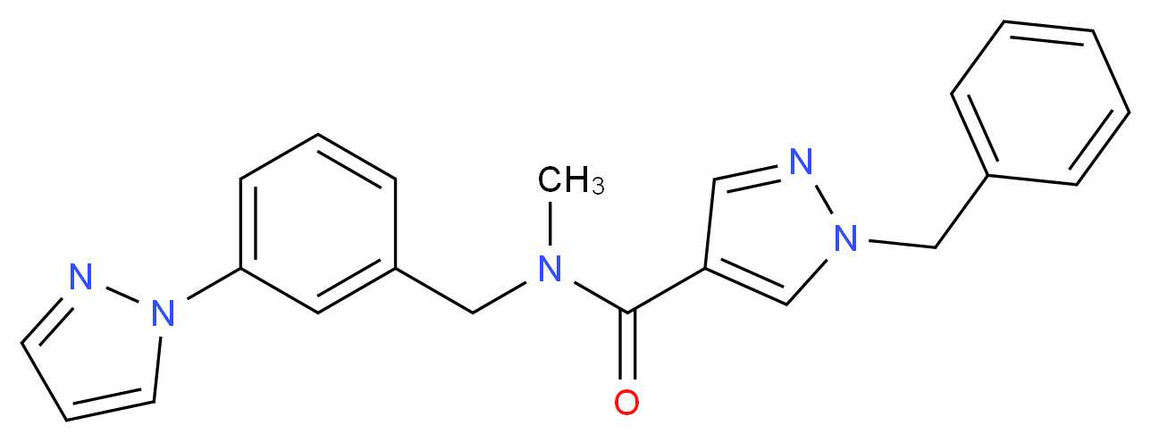 1-benzyl-N-methyl-N-[3-(1H-pyrazol-1-yl)benzyl]-1H-pyrazole-4-carboxamide_分子结构_CAS_)