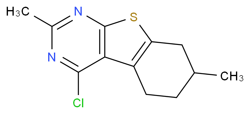 4-Chloro-2,7-dimethyl-5,6,7,8-tetrahydrobenzo[b]thieno[2,3-d]pyrimidine_分子结构_CAS_610274-01-6)