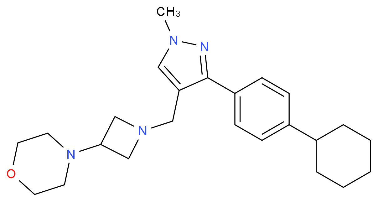 4-(1-{[3-(4-cyclohexylphenyl)-1-methyl-1H-pyrazol-4-yl]methyl}-3-azetidinyl)morpholine_分子结构_CAS_)