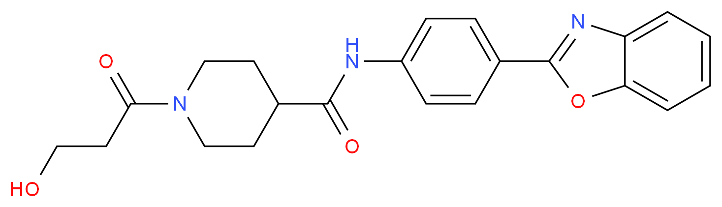 N-[4-(1,3-benzoxazol-2-yl)phenyl]-1-(3-hydroxypropanoyl)piperidine-4-carboxamide_分子结构_CAS_)