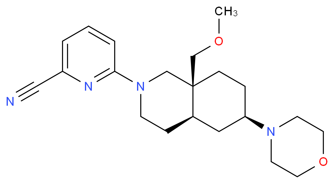 6-[(4aR*,6R*,8aS*)-8a-(methoxymethyl)-6-morpholin-4-yloctahydroisoquinolin-2(1H)-yl]pyridine-2-carbonitrile_分子结构_CAS_)