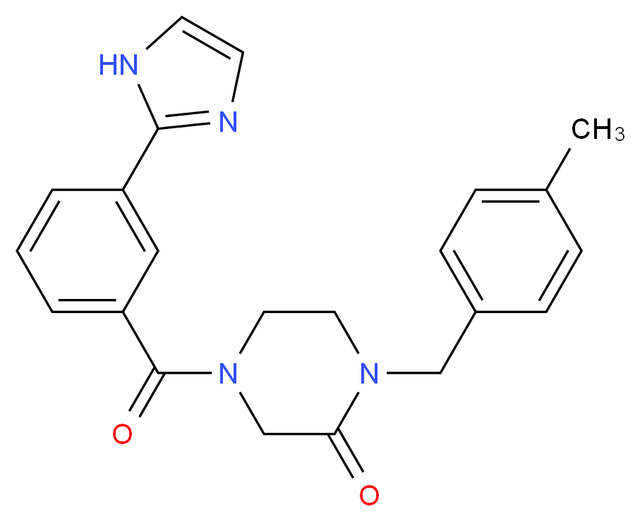 4-[3-(1H-imidazol-2-yl)benzoyl]-1-(4-methylbenzyl)-2-piperazinone_分子结构_CAS_)