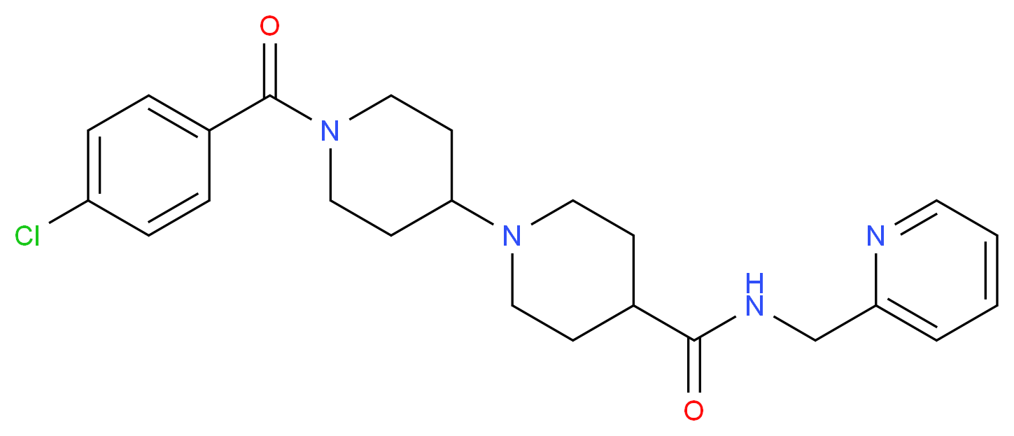 1'-(4-chlorobenzoyl)-N-(2-pyridinylmethyl)-1,4'-bipiperidine-4-carboxamide_分子结构_CAS_)