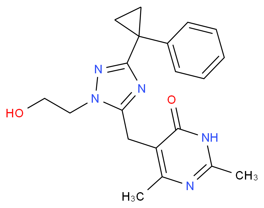 5-{[1-(2-hydroxyethyl)-3-(1-phenylcyclopropyl)-1H-1,2,4-triazol-5-yl]methyl}-2,6-dimethylpyrimidin-4(3H)-one_分子结构_CAS_)