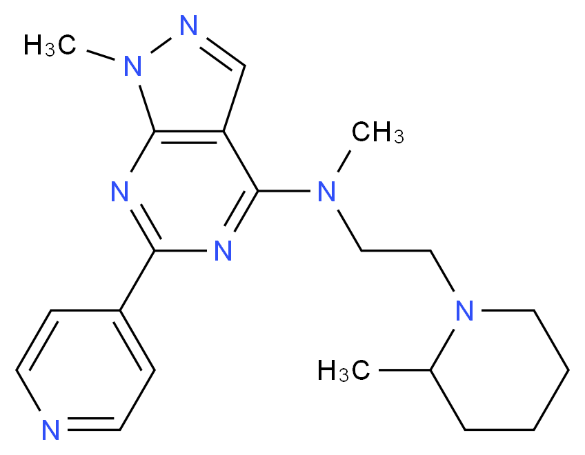 N,1-dimethyl-N-[2-(2-methyl-1-piperidinyl)ethyl]-6-(4-pyridinyl)-1H-pyrazolo[3,4-d]pyrimidin-4-amine_分子结构_CAS_)