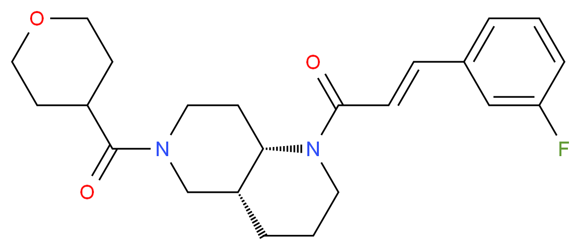 (4aR*,8aS*)-1-[(2E)-3-(3-fluorophenyl)-2-propenoyl]-6-(tetrahydro-2H-pyran-4-ylcarbonyl)decahydro-1,6-naphthyridine_分子结构_CAS_)