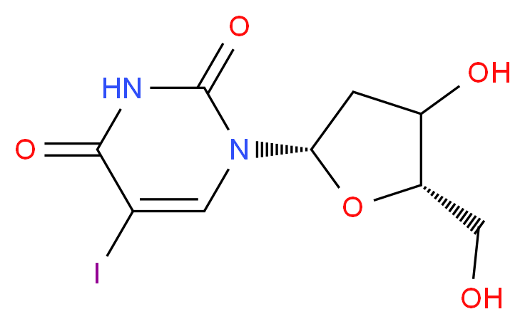 1-[(2S,5S)-4-hydroxy-5-(hydroxymethyl)oxolan-2-yl]-5-iodo-1,2,3,4-tetrahydropyrimidine-2,4-dione_分子结构_CAS_162239-35-2