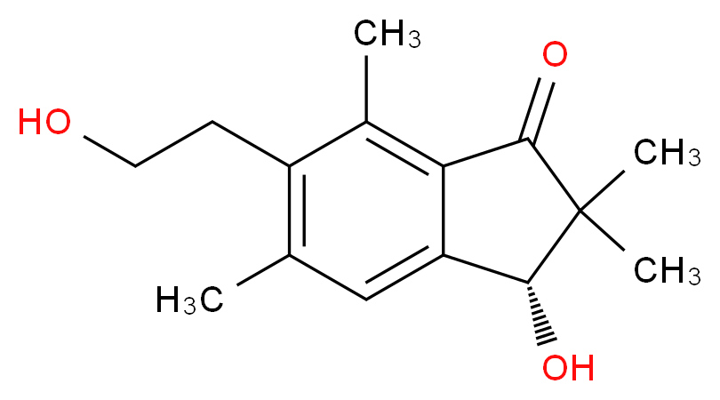 (3R)-3-hydroxy-6-(2-hydroxyethyl)-2,2,5,7-tetramethyl-2,3-dihydro-1H-inden-1-one_分子结构_CAS_34169-70-5