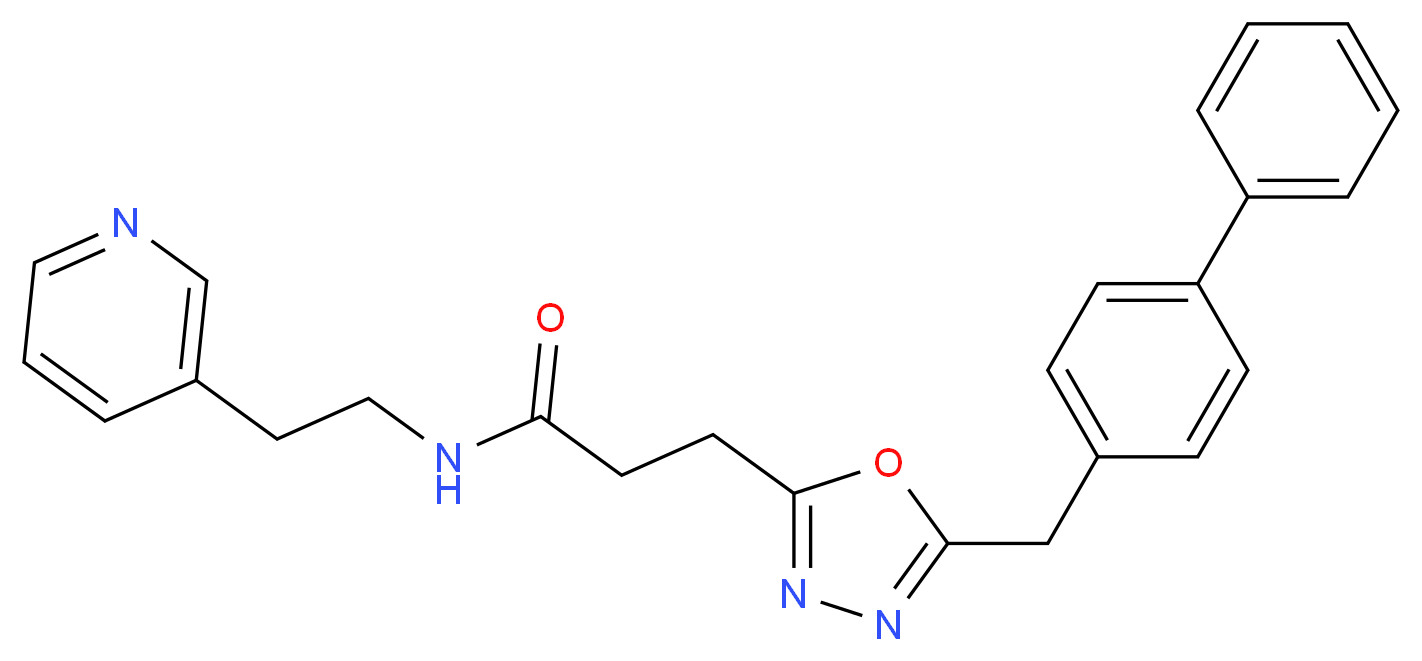 3-[5-(4-biphenylylmethyl)-1,3,4-oxadiazol-2-yl]-N-[2-(3-pyridinyl)ethyl]propanamide_分子结构_CAS_)