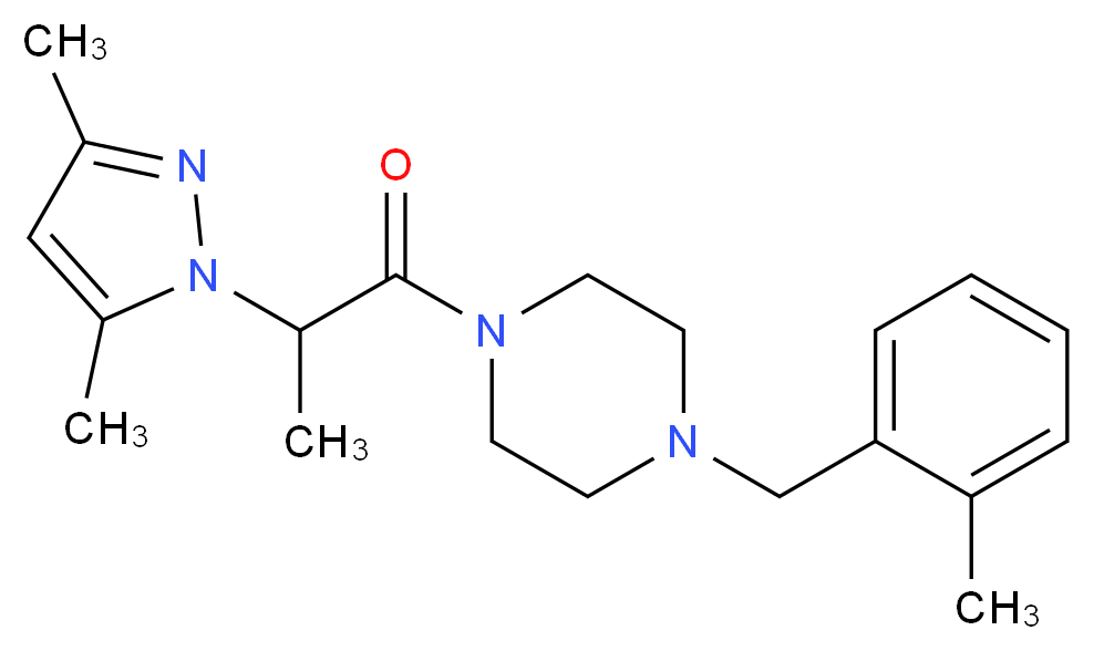1-[2-(3,5-dimethyl-1H-pyrazol-1-yl)propanoyl]-4-(2-methylbenzyl)piperazine_分子结构_CAS_)