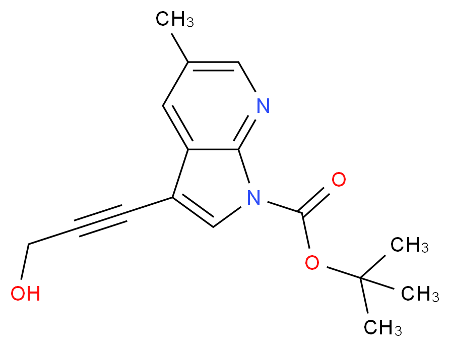 tert-Butyl 3-(3-hydroxyprop-1-ynyl)-5-methyl-1H-pyrrolo[2,3-b]pyridine-1-carboxylate, tech. grade_分子结构_CAS_1198106-25-0)