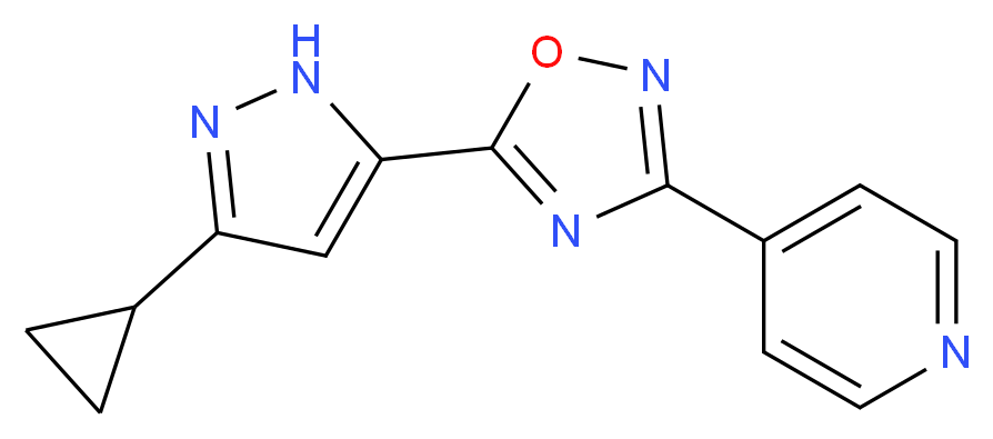 4-[5-(3-cyclopropyl-1H-pyrazol-5-yl)-1,2,4-oxadiazol-3-yl]pyridine_分子结构_CAS_)