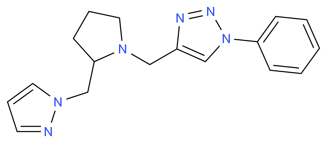 1-phenyl-4-{[2-(1H-pyrazol-1-ylmethyl)-1-pyrrolidinyl]methyl}-1H-1,2,3-triazole_分子结构_CAS_)